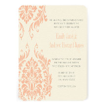Coral del melocotón e invitación del boda del dama