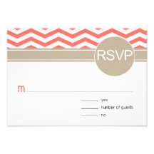Coral elegante de Chevron RSVP el | Comunicados Personales