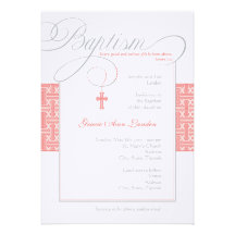 Coral elegante de la invitación el | del bautismo