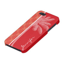 Coral tropical y remolino rojo iPhone 5 carcasas