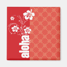 Coral y remolino rojo; Hawaiana Imán Para Frigorífico