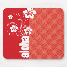 Coral y remolino rojo; Hawaiana Tapetes De Raton
