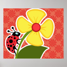 Coral y remolino rojo; Mariquita Posters