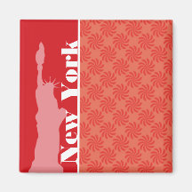 Coral y remolino rojo; NYC, estatua de la libertad Iman
