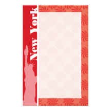 Coral y remolino rojo; NYC, estatua de la libertad Papeleria Personalizada