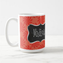 Coral y remolino rojo; Pizarra del vintage Tazas
