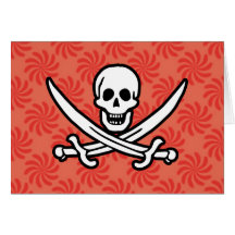Coral y remolino rojo Rogelio alegre, pirata Tarjeta