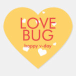 Corazón amarillo rojo del el día de San Valentín d Pegatina De Corazón Personalizadas