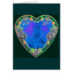 Corazón azul brillante tarjeton