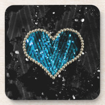 Corazón azul de la perla posavasos