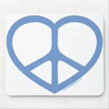 Corazón azul del amor, signo de la paz tapete de raton