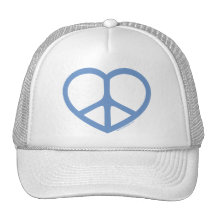 Corazón azul del amor, signo de la paz gorra