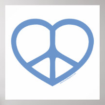 Corazón azul del amor, signo de la paz impresiones