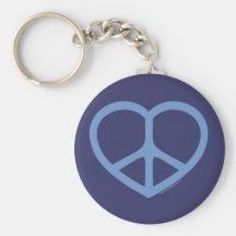 Corazón azul del amor, signo de la paz llaveros personalizados