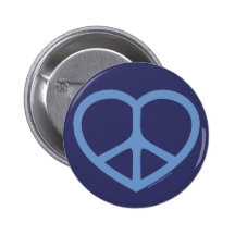 Corazón azul del amor, signo de la paz pin