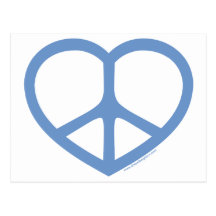 Corazón azul del amor, signo de la paz postales