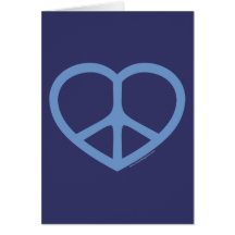 Corazón azul del amor, signo de la paz tarjeton