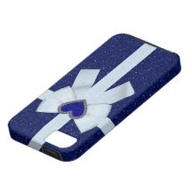 Corazón azul del brillo y del zafiro iPhone 5 Case-Mate fundas