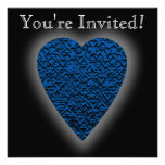 Corazón azul. Diseño modelado del corazón Invitaciones Personales