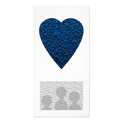 Corazón azul. Diseño modelado del corazón Tarjeta Personal Con Foto