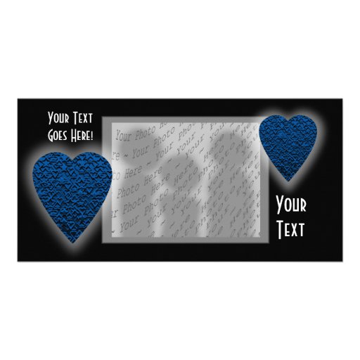 Corazón azul. Diseño modelado del corazón Tarjetas Fotograficas Personalizadas