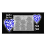 Corazón azul y blanco. Diseño modelado del corazón Tarjeta Fotográfica Personalizada