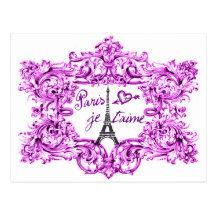 CORAZÓN BARROCO DE EIFFEL DEL MARCO DE PARÍS JET'A POSTAL