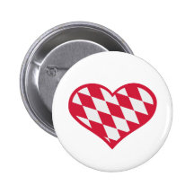 Corazón bávaro blanco rojo pin