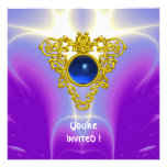 CORAZÓN CÉLTICO, azul brillante, violeta púrpura Invitaciones Personalizada
