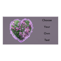 Corazón color de rosa púrpura tarjeta fotográfica