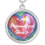 Corazón con el collar de plata personalizado esper