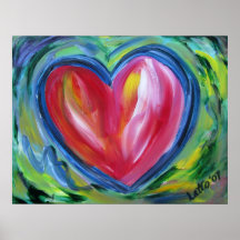 Corazón con las impresiones de pintura del poster 