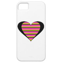 corazón con las rayas amarillas y rosadas iPhone 5 Case-Mate protector
