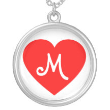 Corazón con monograma rojo llano colgantes