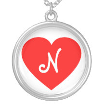 Corazón con monograma rojo llano collar personalizado