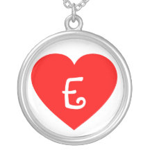 Corazón con monograma rojo llano colgantes personalizados