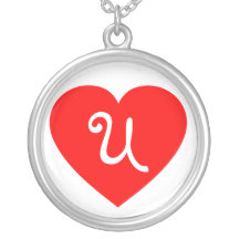Corazón con monograma rojo llano collares personalizados