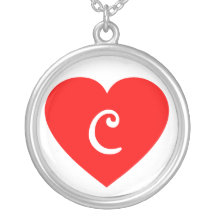 Corazón con monograma rojo llano collares personalizados