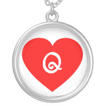 Corazón con monograma rojo llano collares personalizados
