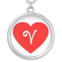 Corazón con monograma rojo llano grimpola