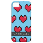 Corazón de 8 bits del pixel del rojo azul iPhone 5 carcasa
