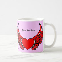 Corazón de alas rojas 2 tazas