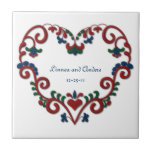 Corazón de encargo del escandinavo del aniversario azulejo ceramica