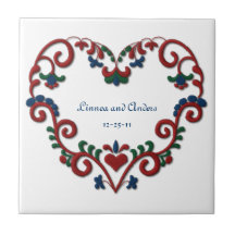 Corazón de encargo del escandinavo del aniversario azulejo ceramica