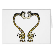 Corazón de Giraffee del el día de San Valentín Tarjetas