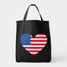 Corazón de la bandera americana bolsa