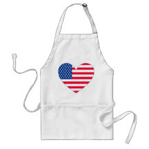 Corazón de la bandera americana delantales