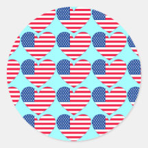 Corazón de la bandera americana etiqueta