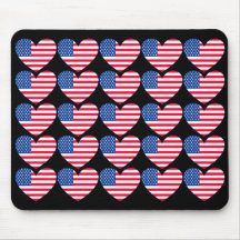Corazón de la bandera americana tapetes de raton