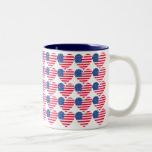 Corazón de la bandera americana taza de café